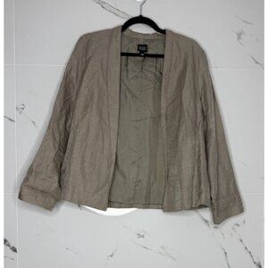 Eileen Fisher Petite USA Metallic Linen Silk Lined Jacket Sz M Lagenlook Neutral